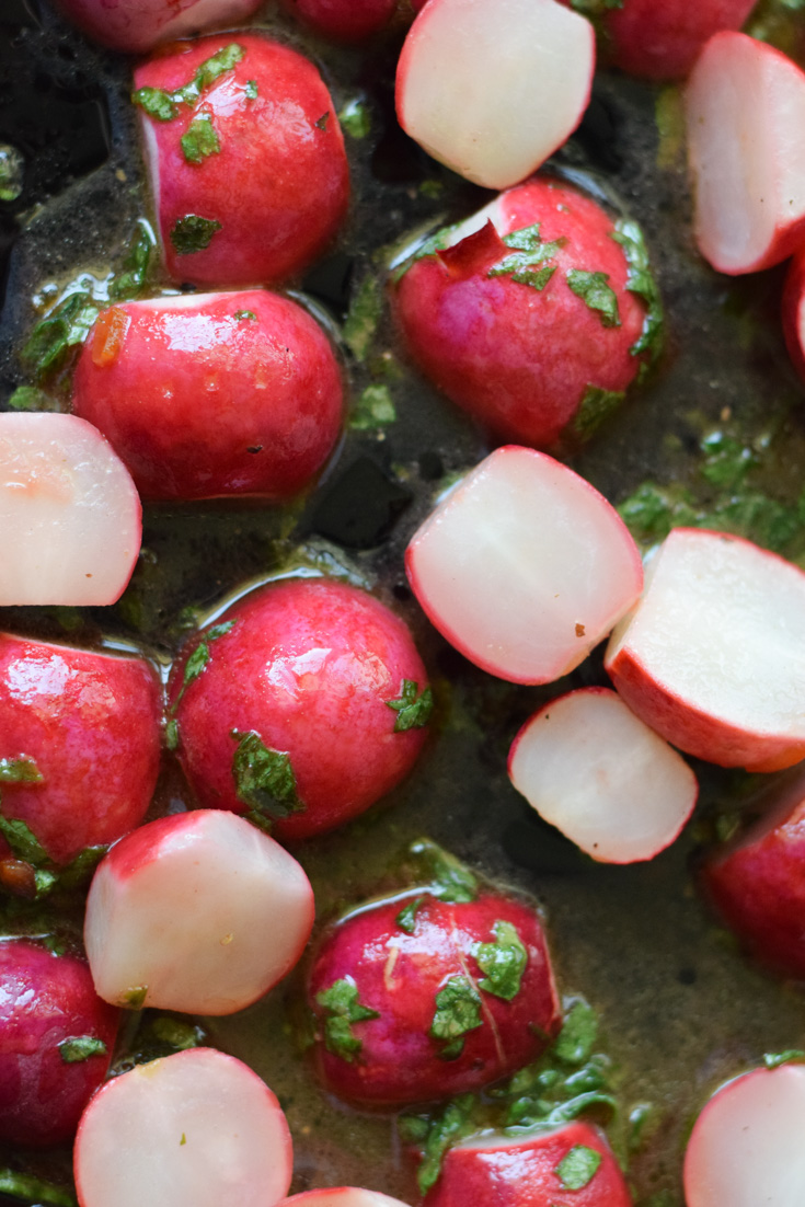 Roasted Radishes with Citrus Vinaigrette and Breadcrumbs