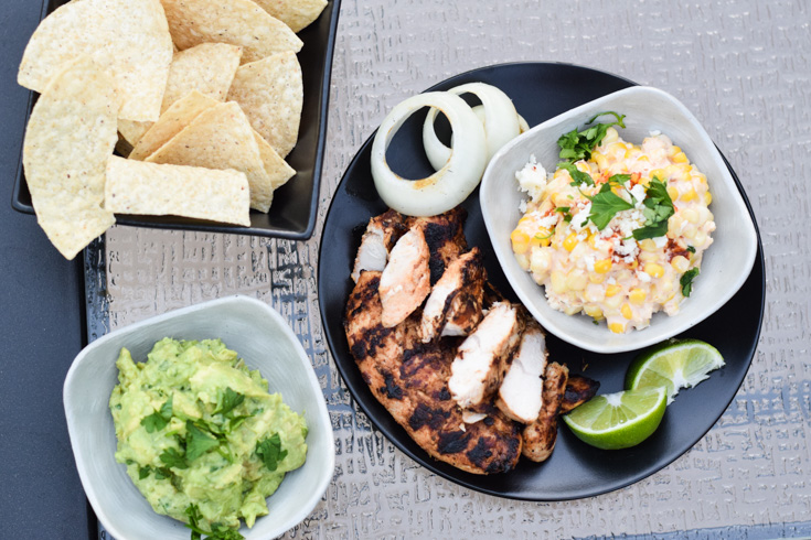 Grilled Chicken with guacamole and esquites