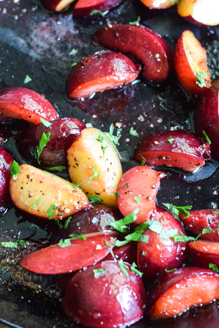 honeyed black pepper plums